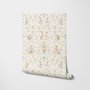 Cute rabbits wallpaper with woodland animals, white birds and acanthus scrolls on an ivory cream ground
