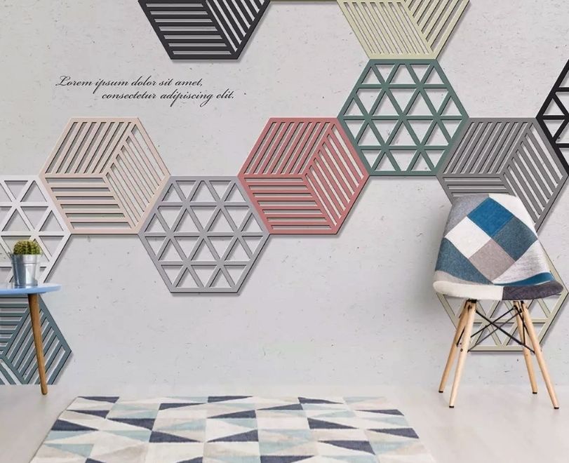Geometric Hexagonal Shapes Wallpaper Mural
