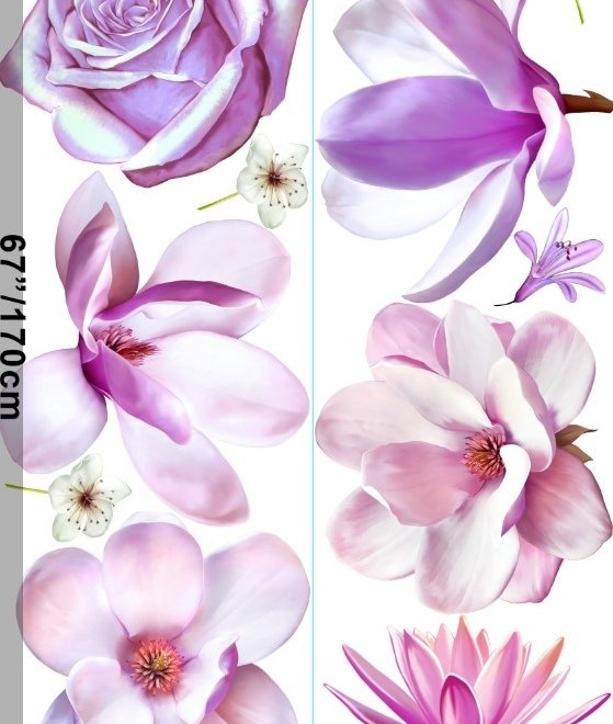 3D Florales Pinkes Lilien-Orchideen-Rosen Wandtattoo
