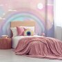 Papier peint panoramique de la chambre d'enfant avec des montagnes colorées et des étoiles brillantes