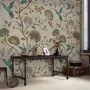 Vintage Flower with Hummingbird Wallpaper Mural