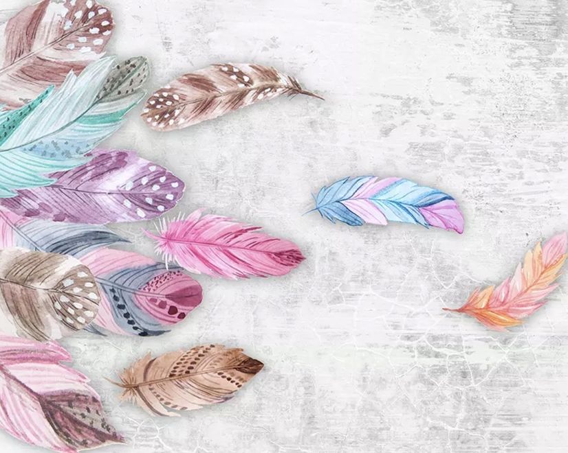 Colorful Feather Wallpaper Mural