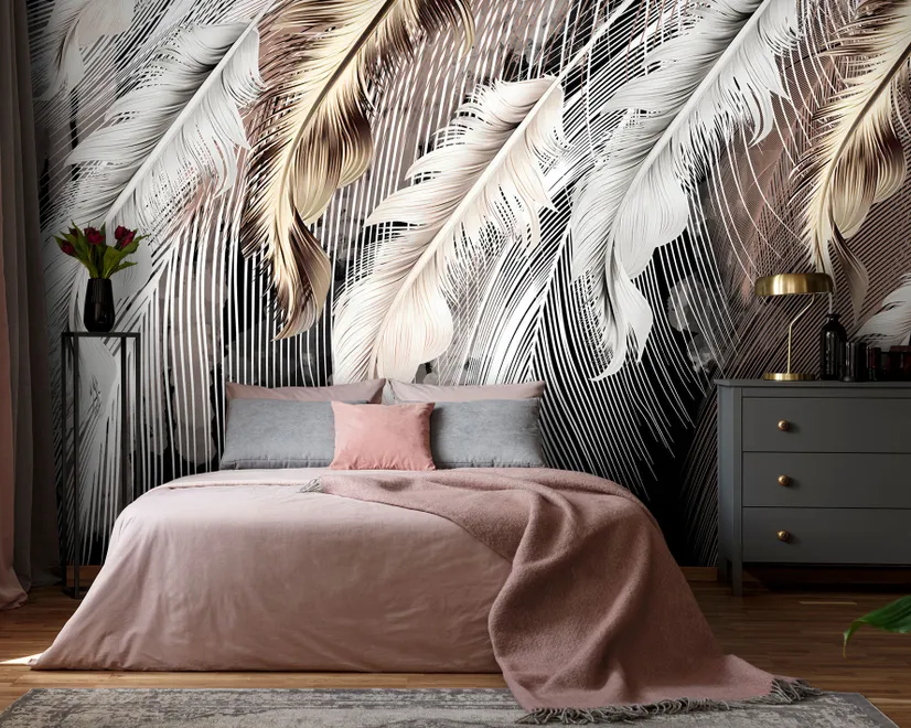 Nordic Light Feathers Wallpaper Mural