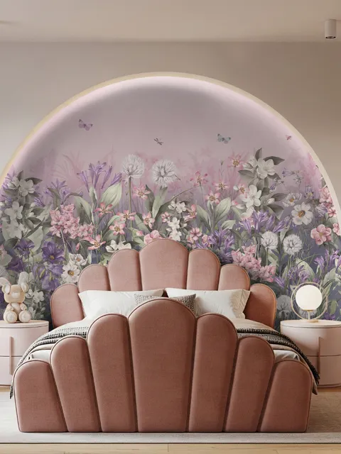 Papier Peint Panoramique Floral Doux pour Enfants