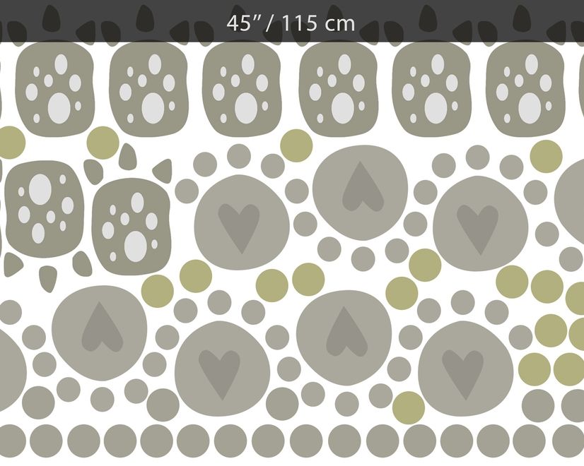 Kids Gray Cat Paw with Polka Dots Wall Decal Sticker
