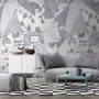 Rose Floral with Geometric Pattern Wallpaper Mural