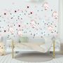 Watercolor Pink Blue Florals with Birds and Butterfly Wall Decal Sticker