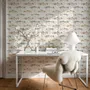 Watercolor fish wallpaper with trout, seashells and pale aqua washes on a warm cream ground