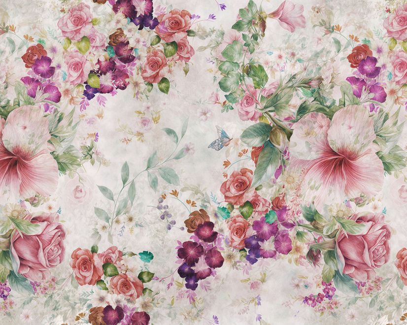 Papier peint panoramique bouquet de fleurs vintage