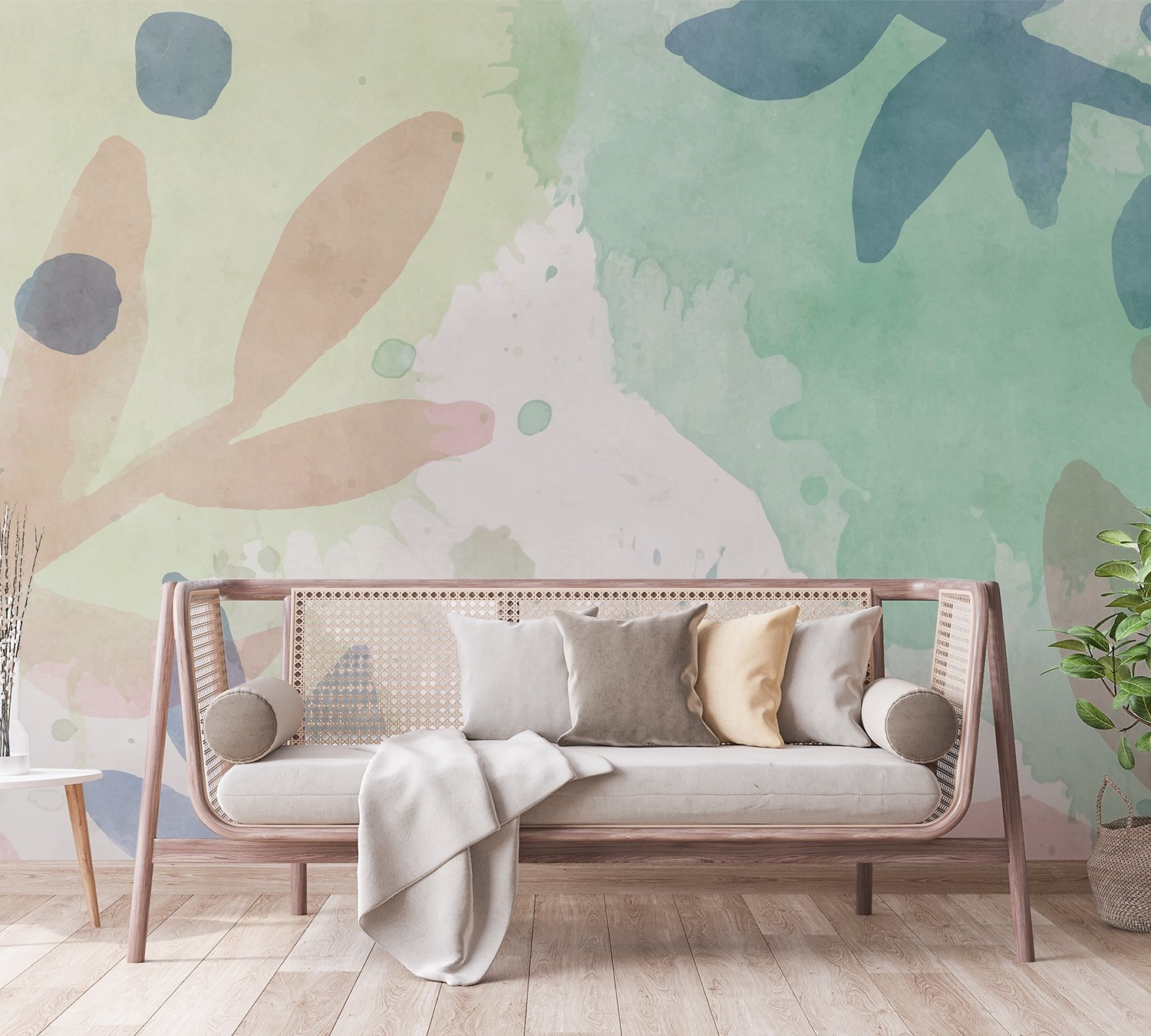 Watercolor Abstract Flowers Wallpaper Mural - Peel and Stick