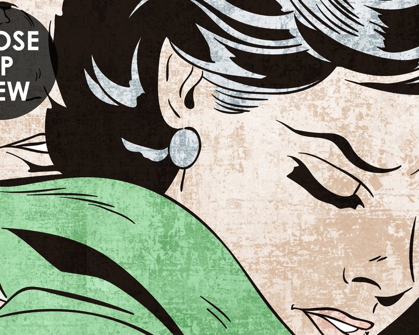 Papier peint rétro pop art visages de bande dessinée