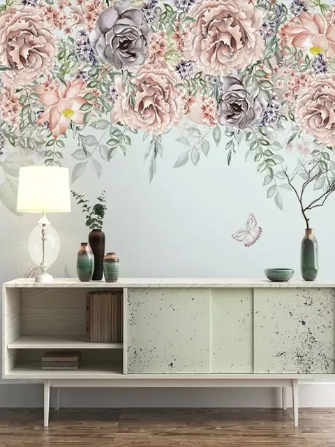 Nostalgic Dark Vine Flowers Wallpaper Mural