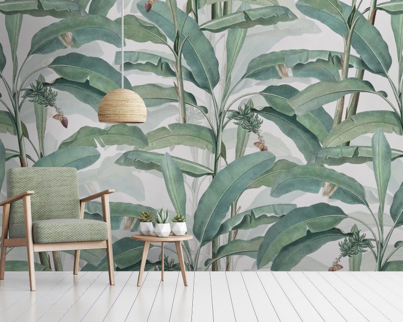 Watercolor Banana Leaf Wallpaper Mural