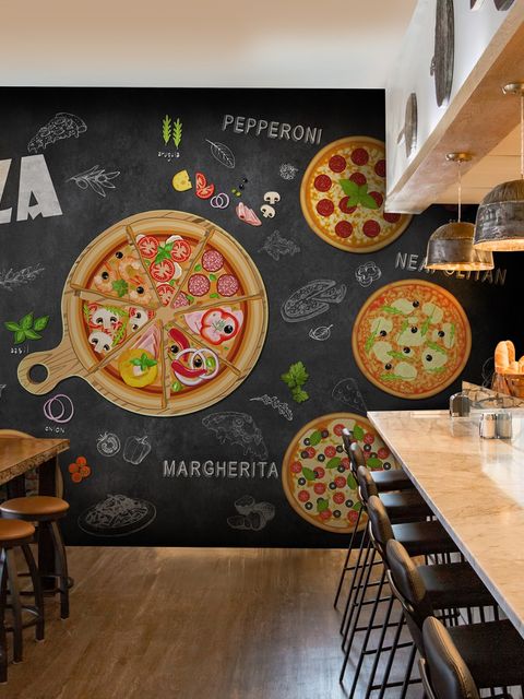 papier peint panoramique Italiano Pizza en 3D