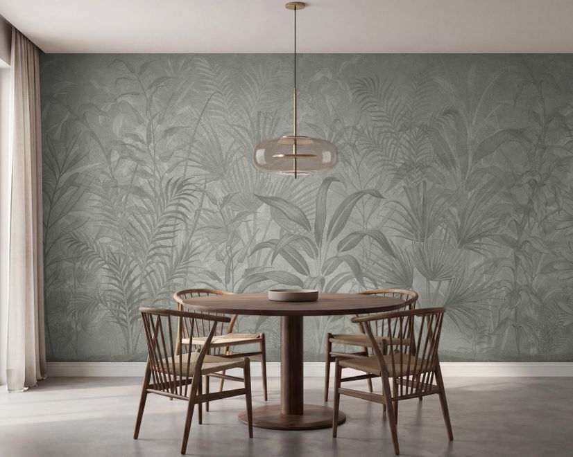 Monochrome Tropical Botanical Wallpaper Mural