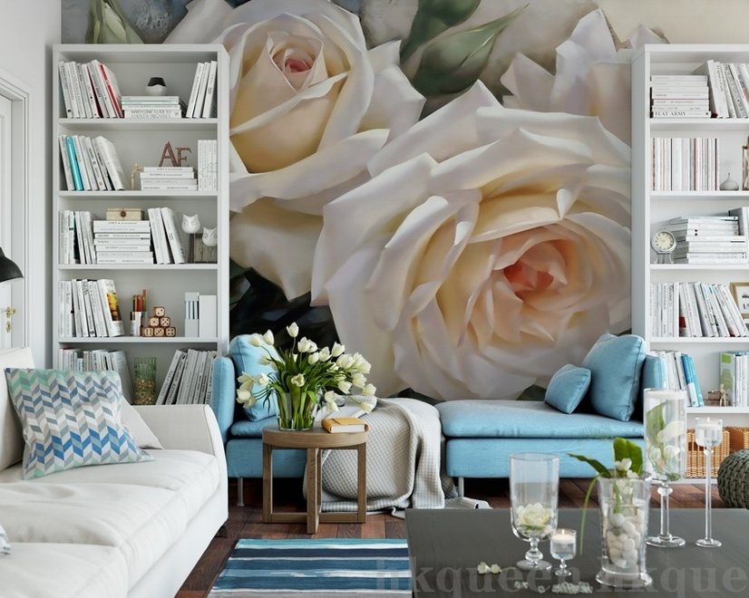 Cream Rose Flowers Wallpaper Mural