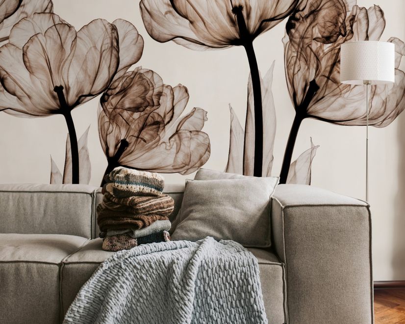 Transparent Floral Art Wallpaper Mural