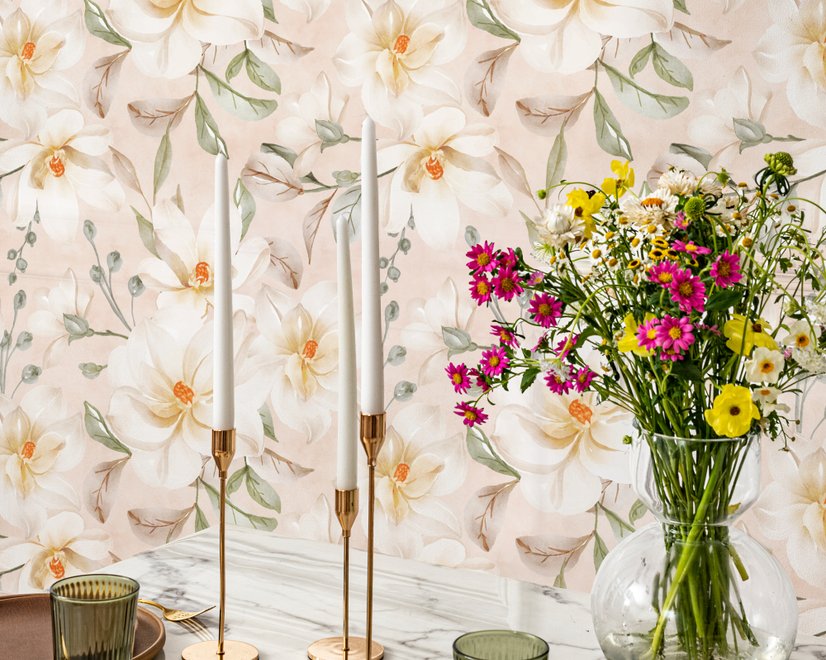 Soft Magnolia Floral Wallpaper Mural