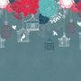 Cage Birds and Colorful Flowers Wallpaper Mural