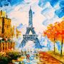 Oil Painting Eiffel Tower Landscape Wallpaper Mural