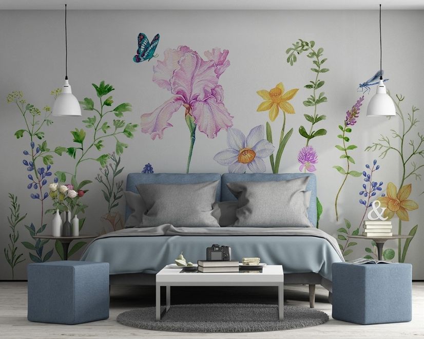 Cartoon Colorful Flower Garden Wallpaper Mural