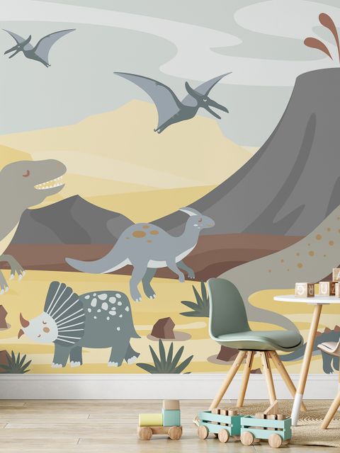 Papier peint dinosaures doux pour enfants