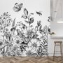 Black and White Floral Wallpaper Mural