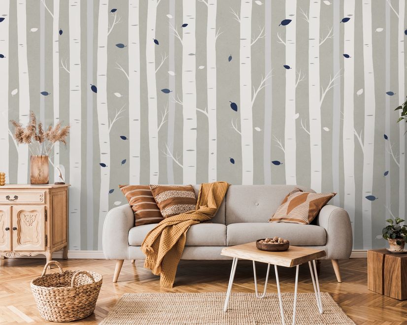 White Tree Branches Wallpaper Mural