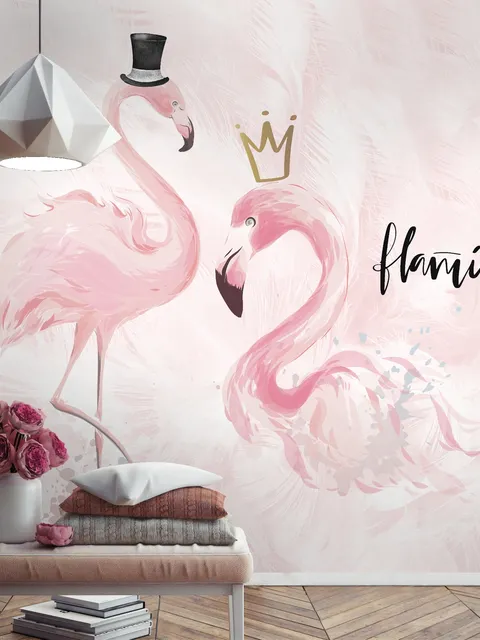 Powder Pink Flamingo Wallpaper Mural