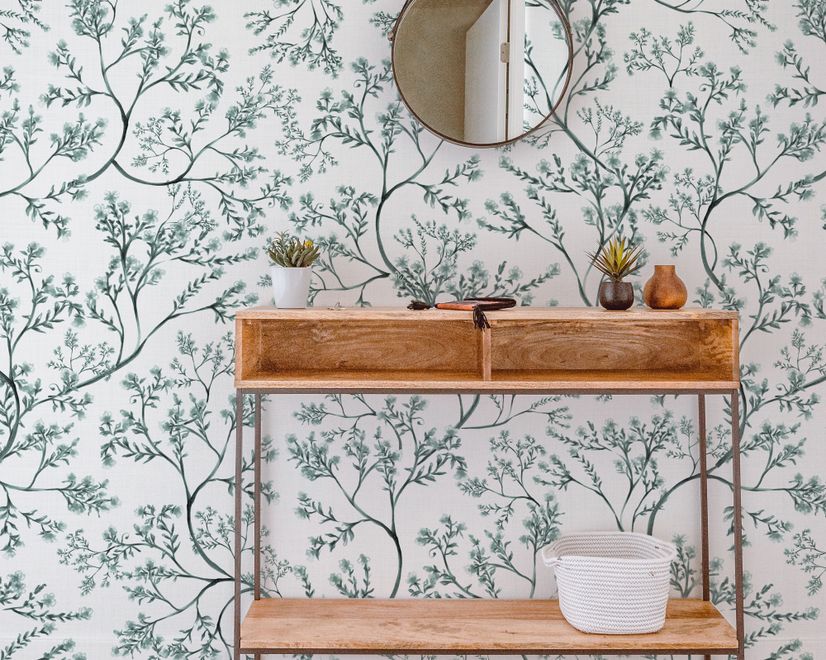 Monochrome Botanical Plants Chinoiserie Wallpaper Mural