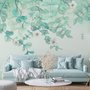 Papier peint fleurs de prunier avec feuilles