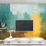 Watercolor Style Green Yellow Abstract Painting Wallpaper Mural