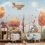 Kids Winter Animals with Zeppelin Wallpaper Mural