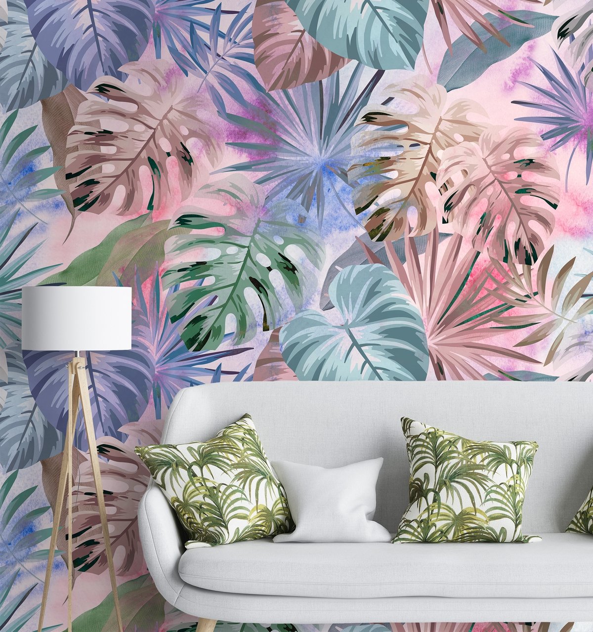 Colorful Tropical Leaf Wallpaper Mural - Peel and Stick