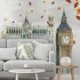 London Big Ben and Westminster with Autumn Leaves Wall Decal Sticker