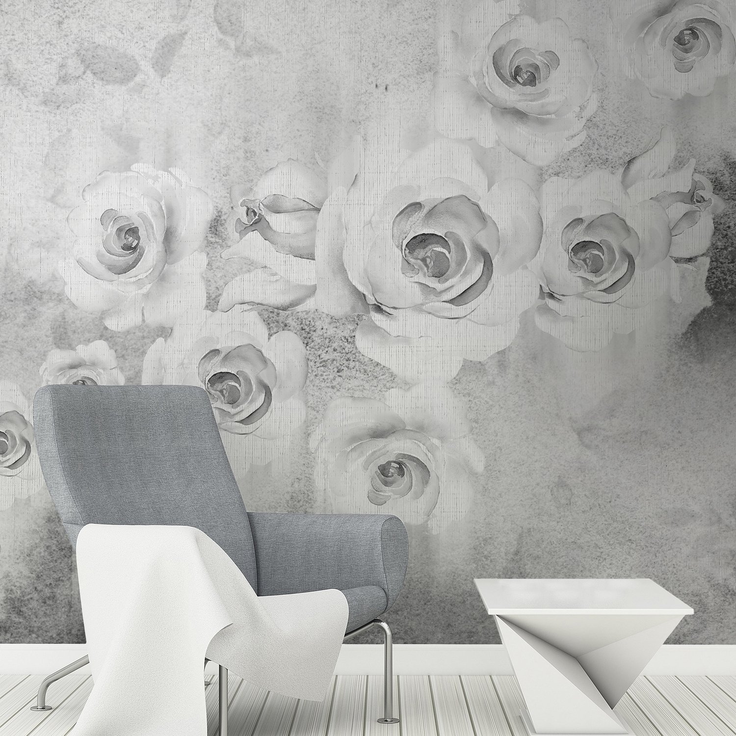 Watercolor Rose Bouquet Wallpaper Mural - Peel and Stick