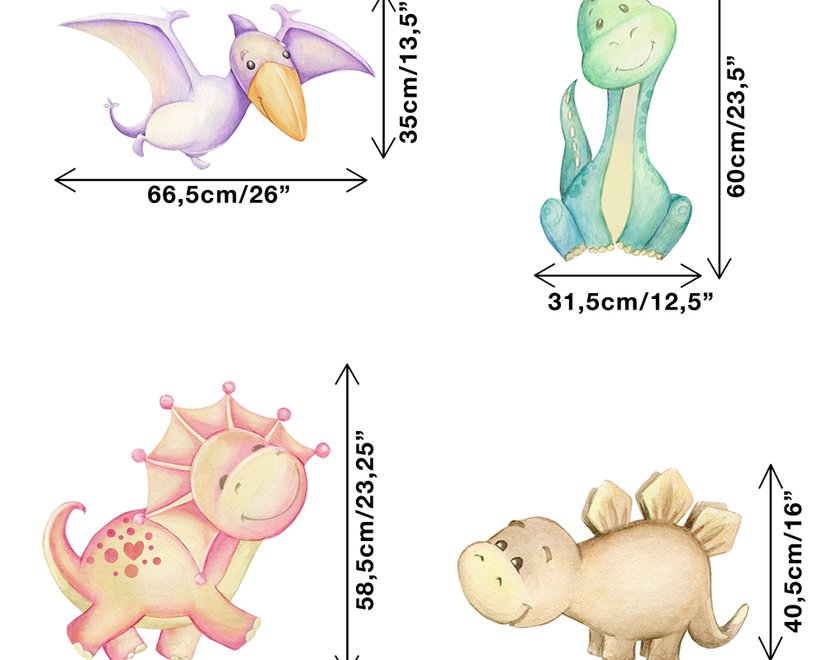 Mignon Aquarelle Dinosaure Stickers muraux Sticker
