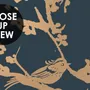 Gold Faux Tree Blossom Branch Silhouette with Birds Wallpaper Mural