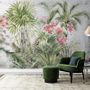 Aquarell Tropenblätter und Blumen Fototapete