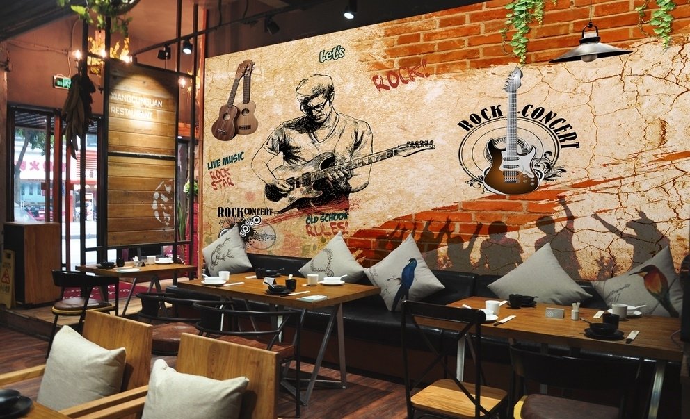 Rock Music Guitar Boy Wallpaper Mural - Peel and Stick