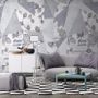 Rose Floral with Geometric Pattern Wallpaper Mural