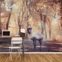 Watercolor Forest and Elk Wallpaper Mural