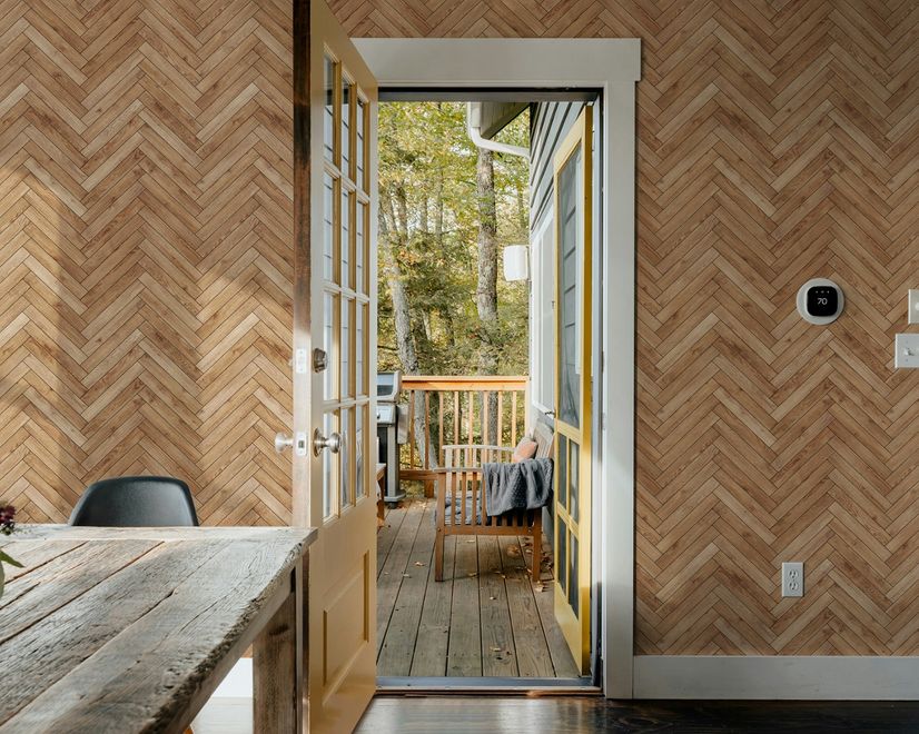 Herringbone Wood Texture Effect Wallpaper Mural