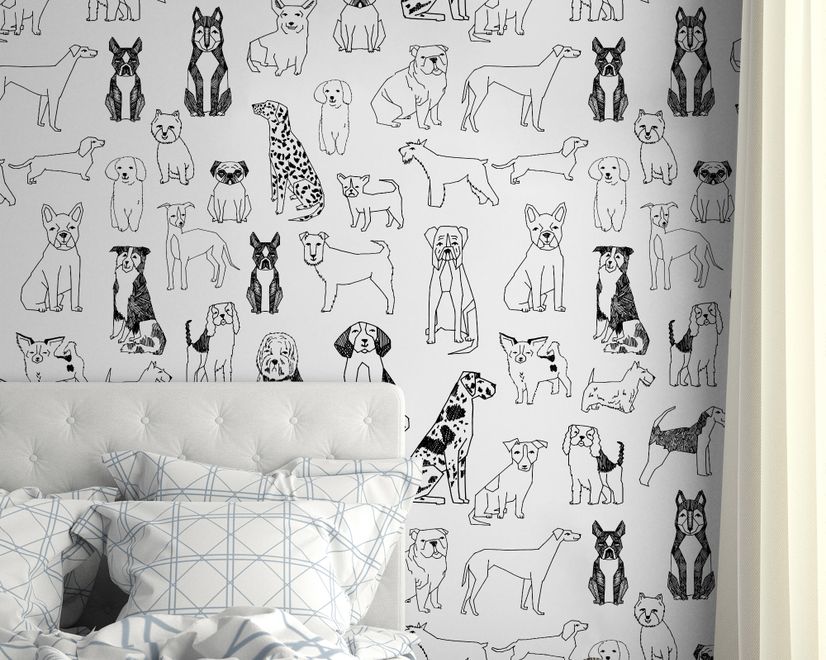 Kids Cartoon Cute Dog Family Wallpaper Mural
