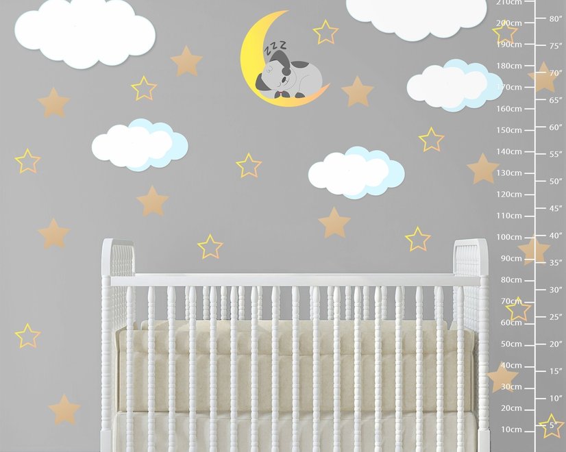 White Cloud and Stars Wall Decal Sticker
