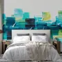 Abstract Turquoise Square Pattern Wallpaper Mural