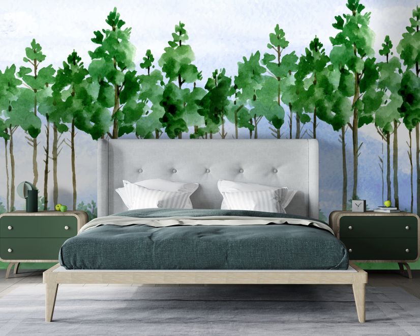 Cartoon Poplar Tree Wallpaper Mural
