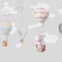 Little Hot Air Balloons with Clouds Wallpaper Mural