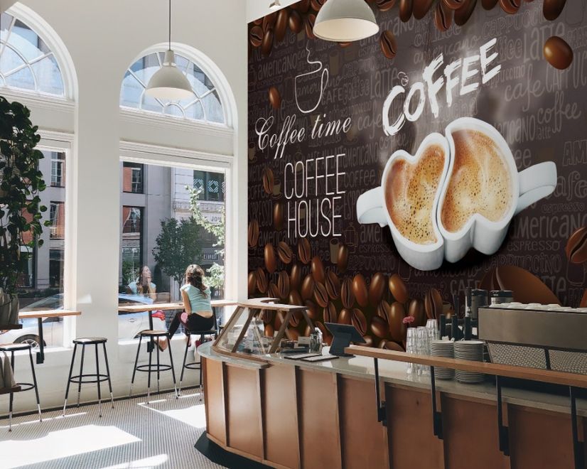 Coffee Beans with Mocha Wallpaper Mural