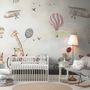 Vintage Hot Air Balloon and Rainbow Wallpaper Mural
